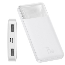 Външна батерия Baseus Bipow Digital Display 10000 mAh 15W 2 USB / USB-C PPDML-I02 - бяла - Батерии, Външни батерии