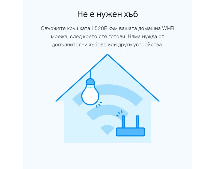 Интелигентна Wi-Fi електрическа крушка TP-Link Tapo L520E, излъчваща дневна светлина и димируема