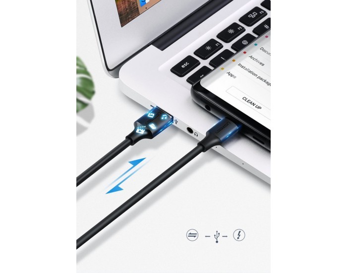 Кабел Ugreen USB - USB Type C 2 A cable 0.5м 60115 - черен