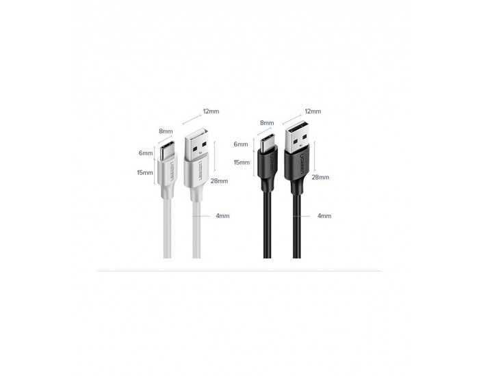 Кабел Ugreen USB - USB Type C 2 A cable 0.5м 60115 - черен