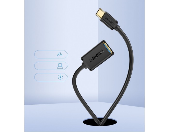 Адаптер Ugreen OTG кабел USB 3.0 към USB Type C - черен