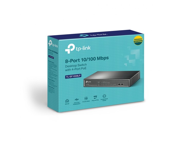 8-портов Desktop комутатор TP-Link TL-SF1008LP с 4-PoE порта