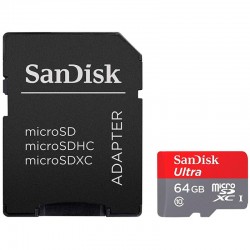 SANDISK 64GB microSDHC Card with Adapter - USB Хъбове, Четци и Флашки