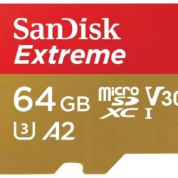 SanDisk Extreme microSDXC 64GB + SD Adapter + 1 year RescuePRO Deluxe up to 170MB/s & 80MB/s Read/Write speeds A2 C10 V30 UHS-I U3; EAN:619659193409 - USB Хъбове, Четци и Флашки