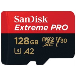 SanDisk Extreme PRO microSDXC 128GB + SD Adapter + 2 years RescuePRO Deluxe up to 200MB/s & 90MB/s Read/Write speeds A2 C10 V30 UHS-I U3; EAN:619659188528 - USB Хъбове, Четци и Флашки