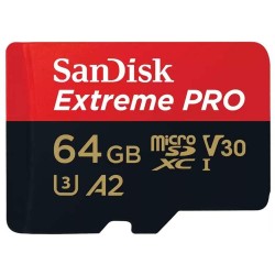 SanDisk Extreme PRO microSDXC 64GB + SD Adapter + 2 years RescuePRO Deluxe up to 200MB/s & 90MB/s Read/Write speeds A2 C10 V30 UHS-I U3; EAN:619659188573 - USB Хъбове, Четци и Флашки