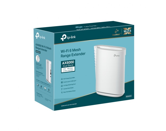 Удължител на обхват TP-Link RE900XD AX6000 Wi-Fi 6 OneMesh 2-лентов