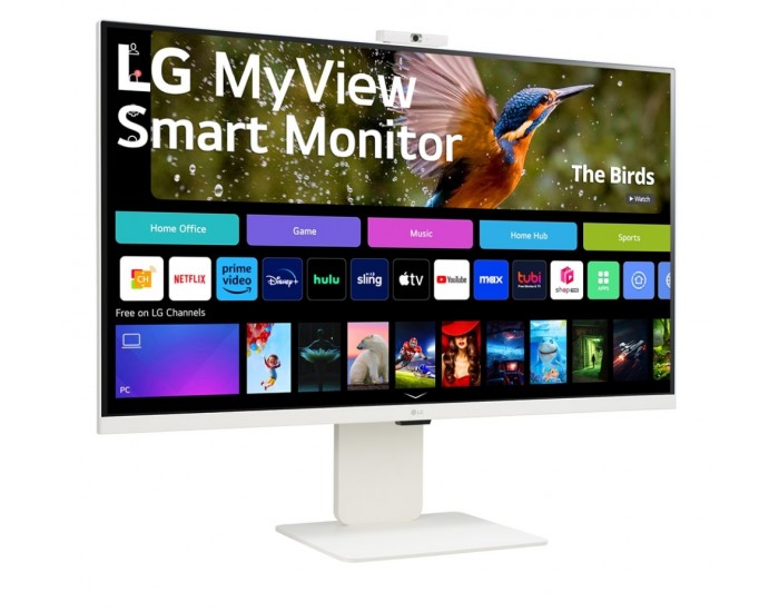 Монитор LG 32SR85U-W, 31.5" IPS Smart webOS, Full HD Web cam, AG, 5ms, 1000:1, 400cd/m, DCI-P3 95%, 4K UHD (3840x2160), ThinQ, HDR 10, HDMI, USB Type-C-PD 90W, Wi-Fi B/in, AirPlay 2, Bluetooth, Speakers 5W x 2, Height Adjustable, Tilt, White