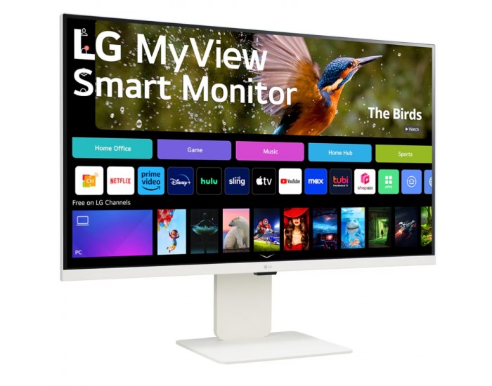 Монитор LG 32SR85U-W, 31.5" IPS Smart webOS, Full HD Web cam, AG, 5ms, 1000:1, 400cd/m, DCI-P3 95%, 4K UHD (3840x2160), ThinQ, HDR 10, HDMI, USB Type-C-PD 90W, Wi-Fi B/in, AirPlay 2, Bluetooth, Speakers 5W x 2, Height Adjustable, Tilt, White