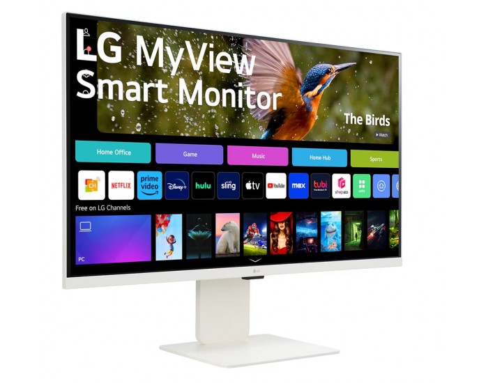 Монитор LG 32SR85U-W, 31.5" IPS Smart webOS, Full HD Web cam, AG, 5ms, 1000:1, 400cd/m, DCI-P3 95%, 4K UHD (3840x2160), ThinQ, HDR 10, HDMI, USB Type-C-PD 90W, Wi-Fi B/in, AirPlay 2, Bluetooth, Speakers 5W x 2, Height Adjustable, Tilt, White