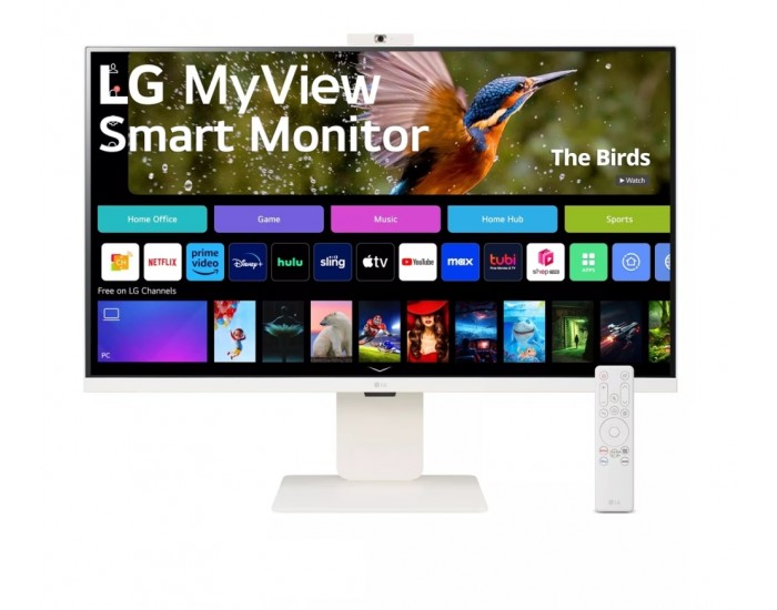 Монитор LG 32SR85U-W, 31.5" IPS Smart webOS, Full HD Web cam, AG, 5ms, 1000:1, 400cd/m, DCI-P3 95%, 4K UHD (3840x2160), ThinQ, HDR 10, HDMI, USB Type-C-PD 90W, Wi-Fi B/in, AirPlay 2, Bluetooth, Speakers 5W x 2, Height Adjustable, Tilt, White