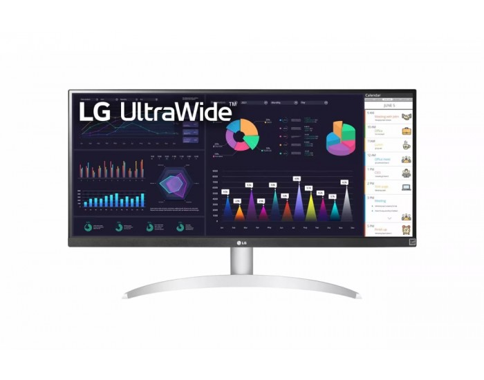 Монитор LG 29WQ600-W, 29" UltraWide Full HD, IPS Panel, 1ms MBR, 1000:1, 250 cd/m2, 21:9, 2560 x 1080, HDR 10, sRGB 99%, FreeSync, 100Hz, USB Type-C, Speacers, HDMI, DP, Tilt, Headphone Out, Black