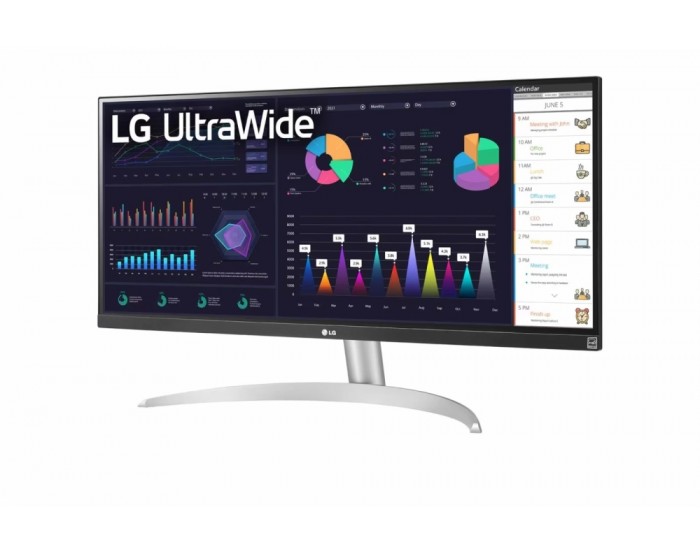 Монитор LG 29WQ600-W, 29" UltraWide Full HD, IPS Panel, 1ms MBR, 1000:1, 250 cd/m2, 21:9, 2560 x 1080, HDR 10, sRGB 99%, FreeSync, 100Hz, USB Type-C, Speacers, HDMI, DP, Tilt, Headphone Out, Black