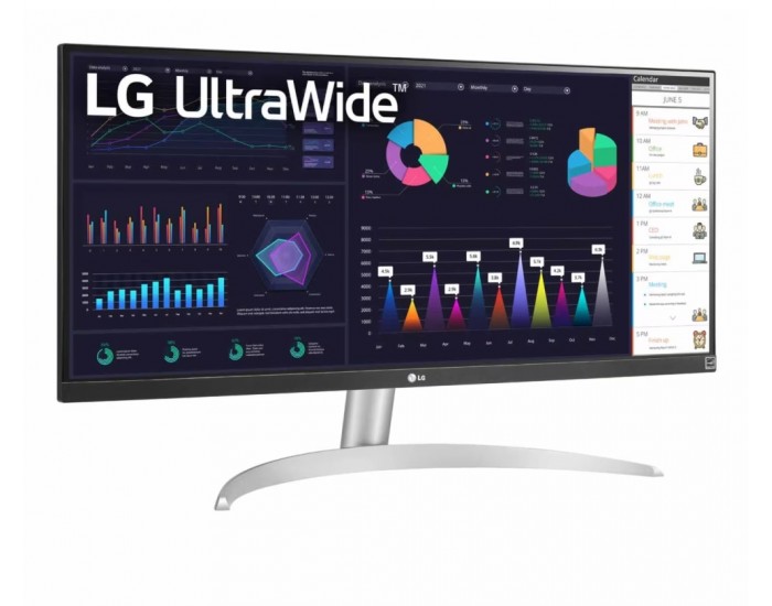 Монитор LG 29WQ600-W, 29" UltraWide Full HD, IPS Panel, 1ms MBR, 1000:1, 250 cd/m2, 21:9, 2560 x 1080, HDR 10, sRGB 99%, FreeSync, 100Hz, USB Type-C, Speacers, HDMI, DP, Tilt, Headphone Out, Black