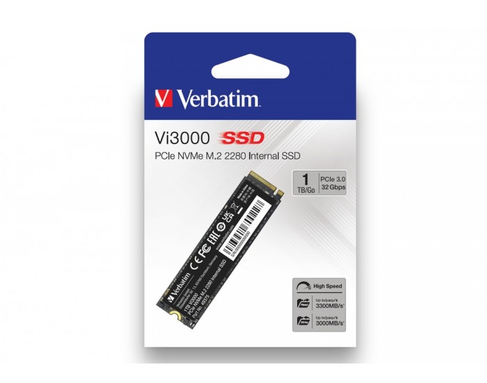 Твърд диск Verbatim Vi3000 Internal PCIe NVMe M.2 SSD 1TB