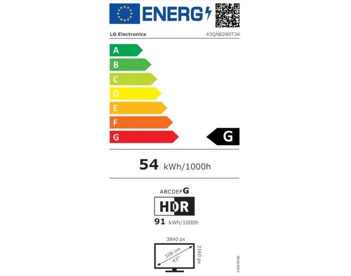 Телевизор LG 43QNED80T3A, 43" 4K QNED HDR Smart TV, 3840x2160, DVB-T2/C/S2, Alpha 5 AI 4K Gen7, HDR 10 PRO, webOS 24 ThinQ, 4K Upscaling, WiFi 5, Voice Controll, Bluetooth 5.1, AirPlay 2, LAN, CI, HDMI, SPDIF, 2 pole Stand , Titan