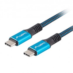 Кабел Lanberg USB-C(M) -> USB-C (M) 4.0 cable 0.5m 100W 8K 30Hz Black-Blue - Lanberg