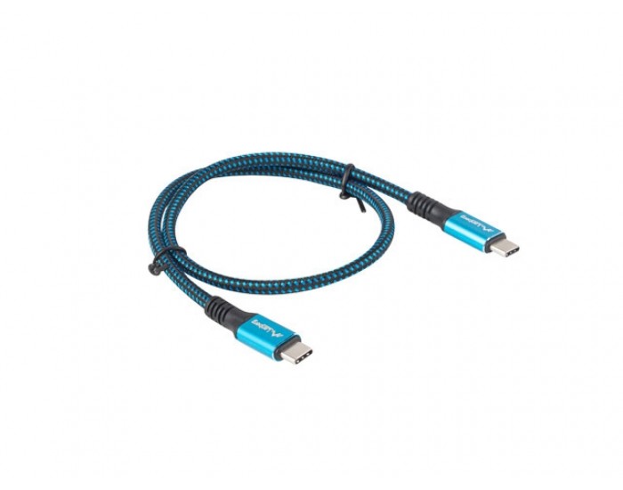 Кабел Lanberg USB-C(M) -> USB-C (M) 4.0 cable 0.5m 100W 8K 30Hz Black-Blue