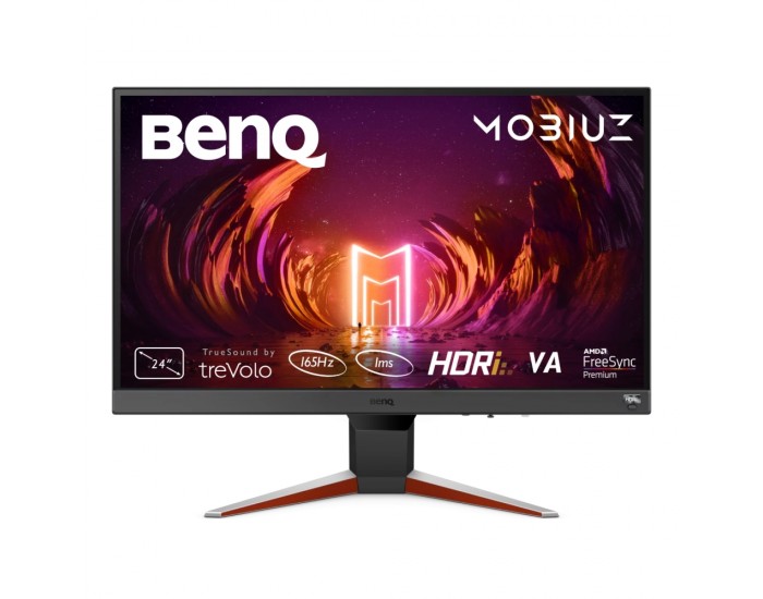 Монитор BenQ MOBIUZ EX240N 23.8" VA, 1920x1080 FHD, 1ms 165Hz, 250 cd/m2, FreeSync Premium, HDMI 2.0, DP, HDRi, B.I.+, treVolo 2x 2.5W speakers, Tilt (down/up) -5 - 15°, Eye-care VESA 100x100, Silver