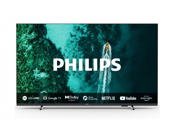 Телевизор Philips 55PUS7409/12, 55" 4K UHD LED, 3840x2160, DVB-T/T2/T2-HD/C/S/S2, 60Hz, Pixel Precise UHD, HDR+, Google TV, Dolby Atmos, VRR, 3*HDMI, 2*USB, 802.11ac, 20W RMS, Black