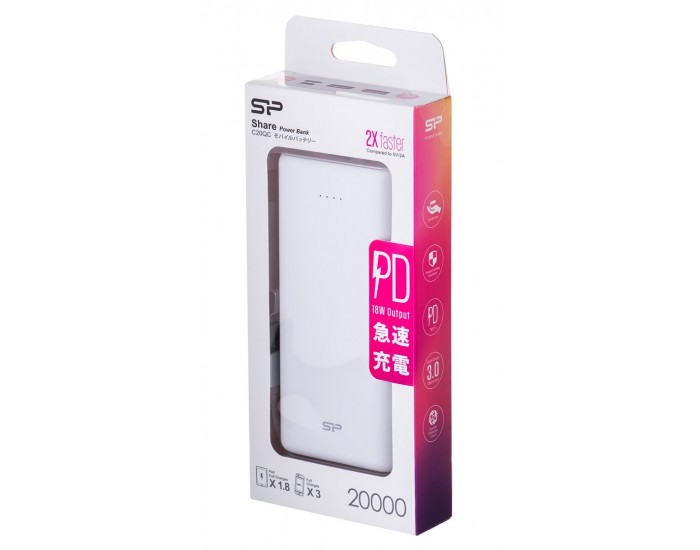 Silicon Power Power Bank, C20QC, 20000mAh, White, EAN: 4713436123187