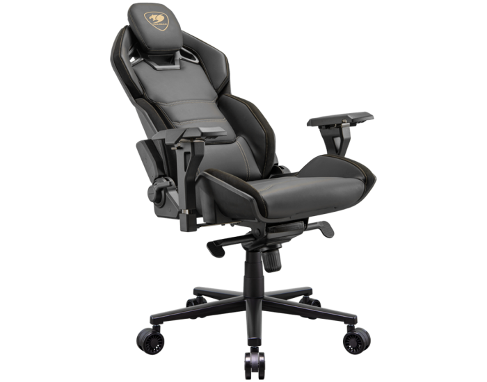 COUGAR Chair Hotrod Royal, Hyper-Dura leatherette, Micro suede-like texture, 150º Reclining, Piston Lift Height Adjustment, RocX, 4D Adjustable Armrest,Plus-Size Wheels, Class 4 Gas Lift Cylinder,