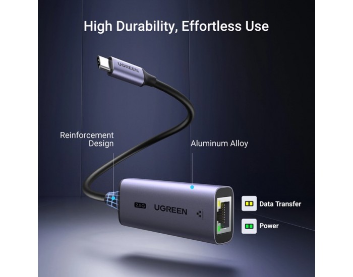 Адаптер Ugreen CM648 USB Type C към RJ45 2.5G 25052 - сив