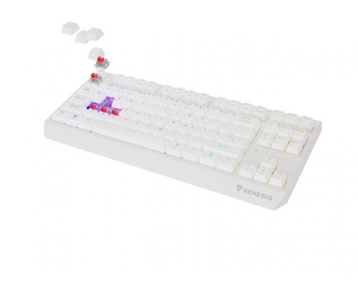 Клавиатура Genesis Gaming Keyboard Thor 230 TKL Wireless US White RGB Mechanical Outemu Red