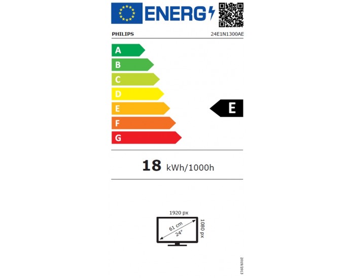 Монитор Philips 24E1N1300AE, 23.8" IPS WLED, 1920x1080@100Hz, 4ms GtG, 1ms MPRT, 250cd m/2, 1300:1, Mega Infinity DCR, Adaptive Sync, FlickerFree, LowBlue Mode, 2Wx2, Tilt, Height Adjust, HDMI, USB hub