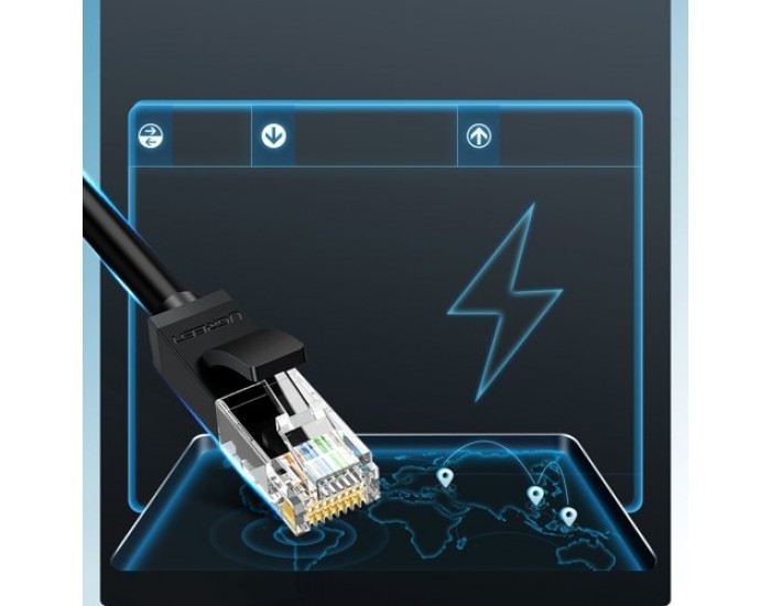 Мрежов кабел Ugreen 20164 Ethernet patchcord RJ45 Cat 6 UTP 1000Mbps 10м - черен