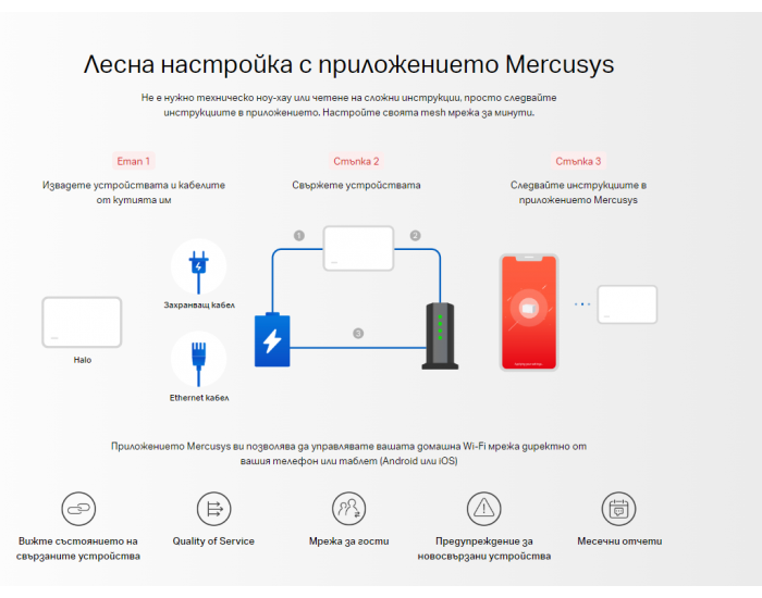 Безжична Wi-Fi 6 Mesh система Mercusys Halo H90X(3-pack) AX6000