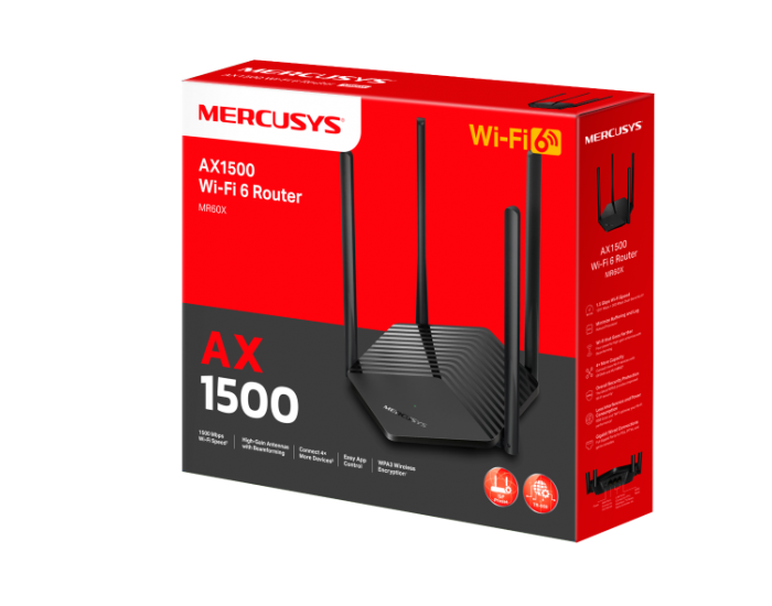 2-лентов WiFi 6 рутер Mercusys MR60X AX1500