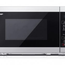 Микровълнова печка Sharp YC-MS02E-S, Fully Digital, Cavity Material -steel, 20l, 800 W, LED Display Blue, Timer & Clock function, Child lock, Silver/Black door, Defrost, Cabinet Colour: Silver - Малки домакински уреди