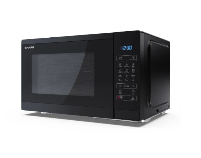 Микровълнова печка Sharp YC-MG252AE-B, Fully Digital, Built-in microwave grill, Grill Power: 1000W, steel/painted grey, 25l, 900 W, Housing Material Microwave-Steel, LED Display Blue, Timer & Clock function, Child lock, Defrost, Cabinet Colour: Black