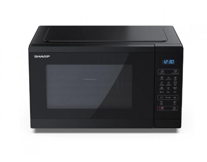 Микровълнова печка Sharp YC-MG252AE-B, Fully Digital, Built-in microwave grill, Grill Power: 1000W, steel/painted grey, 25l, 900 W, Housing Material Microwave-Steel, LED Display Blue, Timer & Clock function, Child lock, Defrost, Cabinet Colour: Black