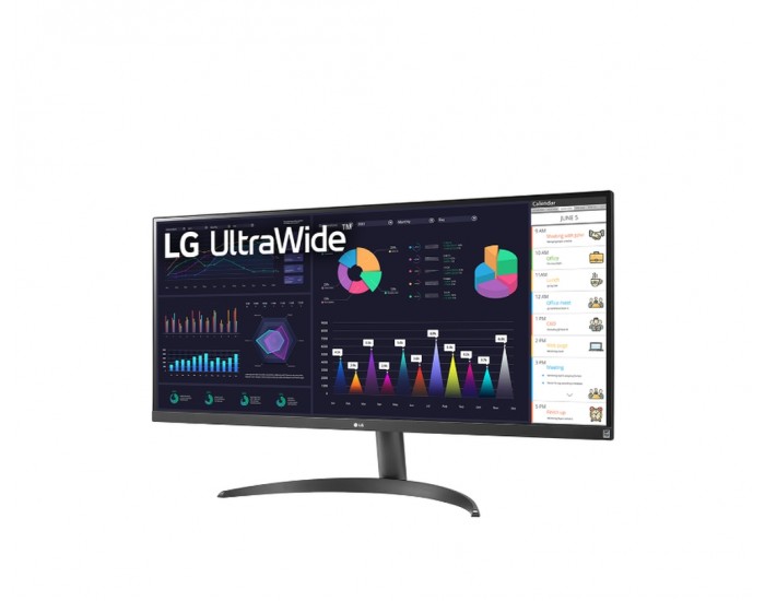 Монитор LG 34WQ500-B, 34" UltraWide AG, IPS Panel, 5ms, 1ms MBR, 1000:1, 400 cd/m2, 21:9, 2560x1080, 100 Hz, HDR 10, sRGB over 99% , AMD FreeSync, 100Hz, HDMI, Tilt, Height Adjustable, Reader Mode, Headphone Out, Black