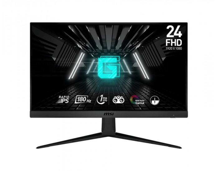 Монитор MSI G2412F, 23.8", Rapid IPS, 1ms, 180Hz, AG, FHD 1920x1080, Flat, 16:9, Adaptive-sync, NIGHT VISION, Anti-Flicker, LESS BLUE LIGHT, Frameless, 300nits, 1000:1, 2x HDMI (2.0b), 1x DP (1.2a), Tilt, VESA, 36M