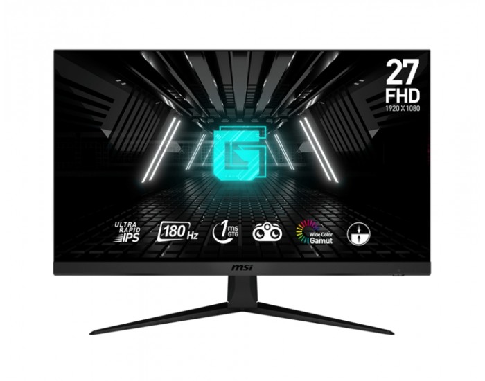 Монитор MSI G2712F, 27", Ultra Rapid IPS, 180Hz, 1ms, FHD 1920x1080, Anti-glare, FLAT, Adaptive-sync, Night Vision, Anti-Flicker, Less Blue Light, 300 nits, 1000:1, 100M:1, 1x Display Port (1.2a), 2x HDMI (2.0b), Headphone out, Tilt, FRAMELESS, VESA