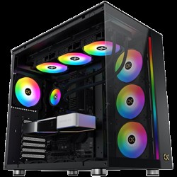 AQUA Ultra Air EN41907, Black, E-ATX/ATX/M-ATX/MINI ITX, USB 3.0 X 2, USB 2.0 X 2, USB-C X 1, HD AUDIO, Mesh Top, Front & Left TG, ARGB Strip, 7PCS Z20A&Galaxy II Fan Control Kit - Xigmatek