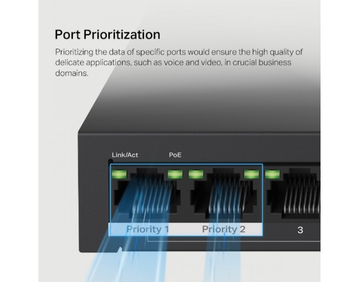 10-портов комутатор Mercusys MS110P със 8 PoE+ порта