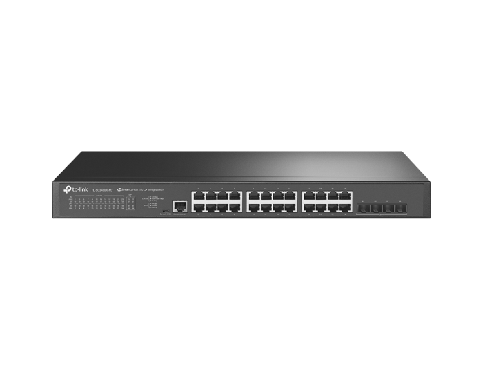 24-портов комутатор TP-Link TL-SG3428X-M2 JetStream 2.5GBASE-T L2+ управляван с 4 10GE SFP+ слота