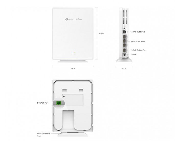 Настолна Wi-Fi 6 точка за достъп TP-Link Omada EAP610GP-Desktop GPON AX1800