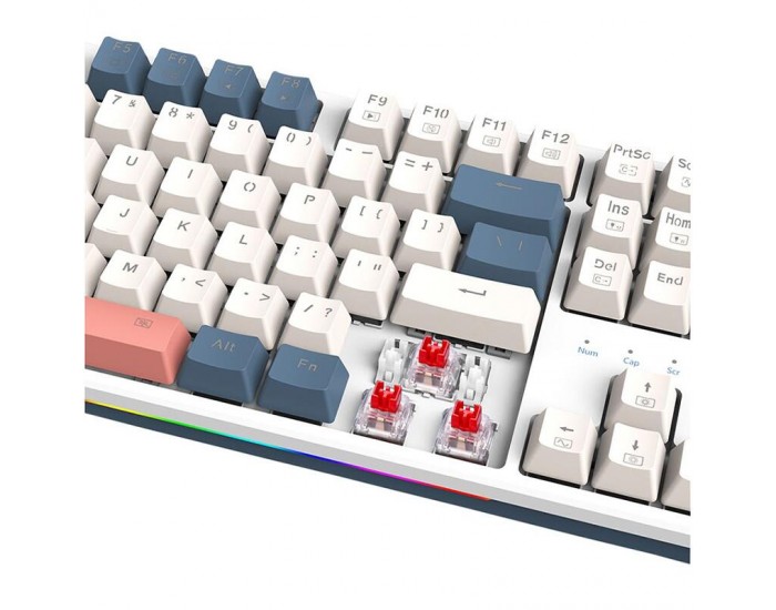 Механична геймърска клавиатура Redragon Trundle K668WBO-RGB_RD бяла RGB подсветка Red Switch