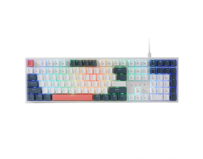 Механична геймърска клавиатура Redragon Trundle K668WBO-RGB_RD бяла RGB подсветка Red Switch