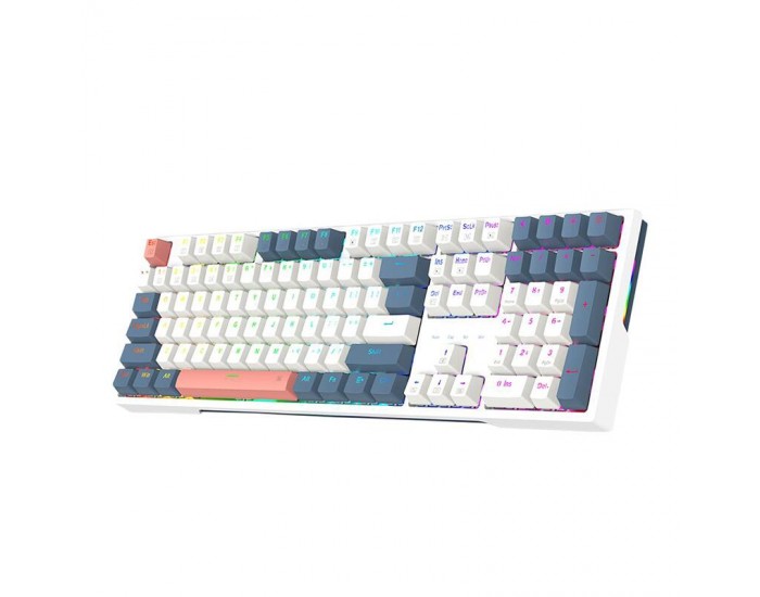 Механична геймърска клавиатура Redragon Trundle K668WBO-RGB_RD бяла RGB подсветка Red Switch