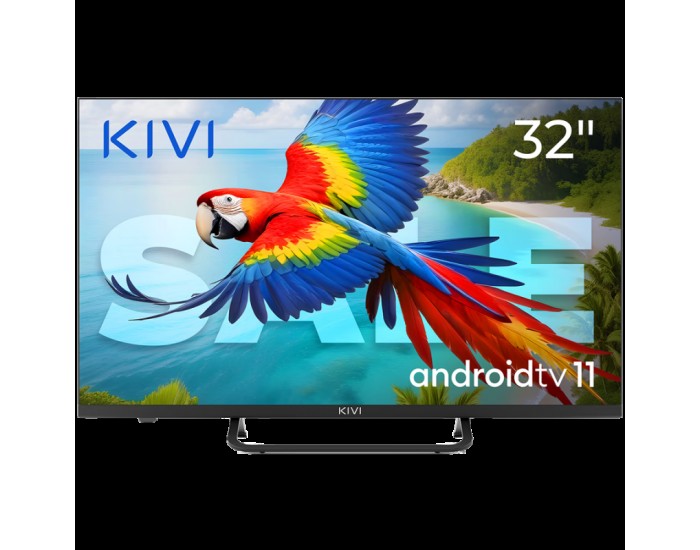 32", Black, HD 2k, Android TV 11, Black, 1920x1080, 60 Hz, AV1, Sound 2x8W, 26 kWh/1000h, Energy E, WiFi5G, BT5.1, 3xHDMI, 2xUSB, Blue Remote, Central stand, 24 months