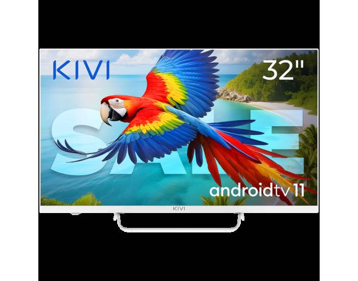 32", White, HD 2k, Android TV 11, Black, 1920x1080, 60 Hz, AV1, Sound 2x8W, 26 kWh/1000h, Energy E, WiFi5G, BT5.1, 3xHDMI, 2xUSB, Blue Remote, Central stand, 24 months