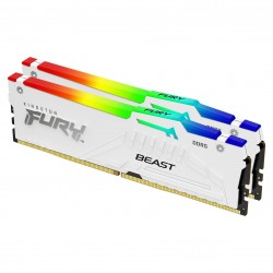 Kingston 32GB 6000MT/s DDR5 CL30 DIMM (Kit of 2) FURY Beast White RGB EXPO, EAN: 740617343311 - Компютърни Компоненти