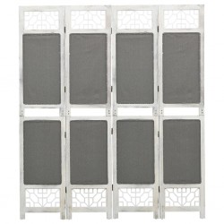 338555 Sonata H 4-Panel Room Divider Grey 140x165 cm Fabric - Black Week