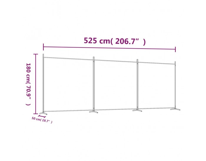 Sonata H Параван за стая, 3 панела, антрацит, 525x180 cм, текстил